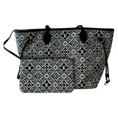 LOUIS VUITTON Jacquard Since 1854 Neverfull MM Grey with pouchette and dustbag