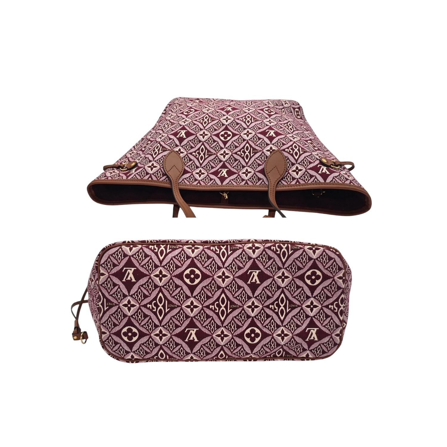 Women's Louis Vuitton Jacquard Since 1854 Neverfull MM Tote w/ Pouch Bordeaux For Sale
