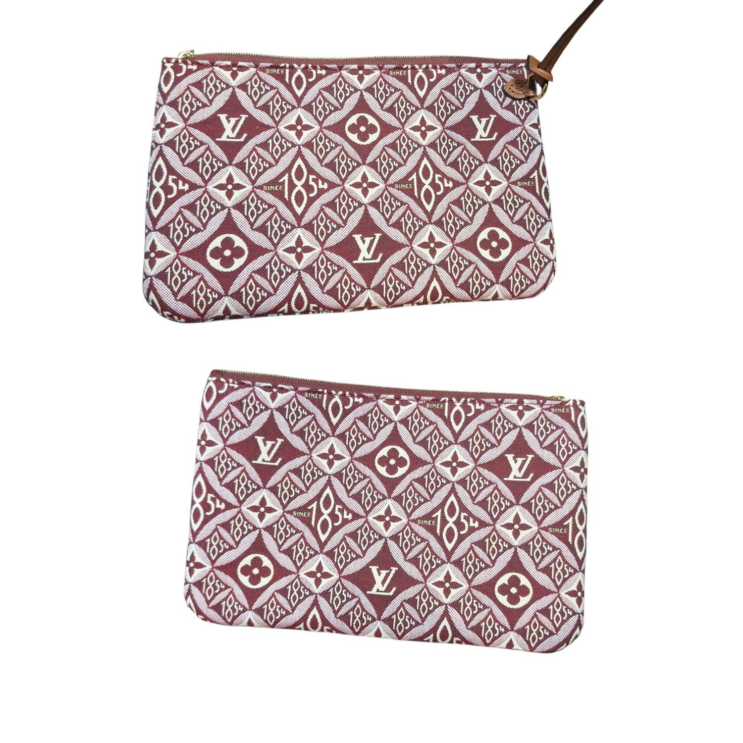 Louis Vuitton Jacquard Since 1854 Neverfull MM Tote w/ Pouch Bordeaux For Sale 2