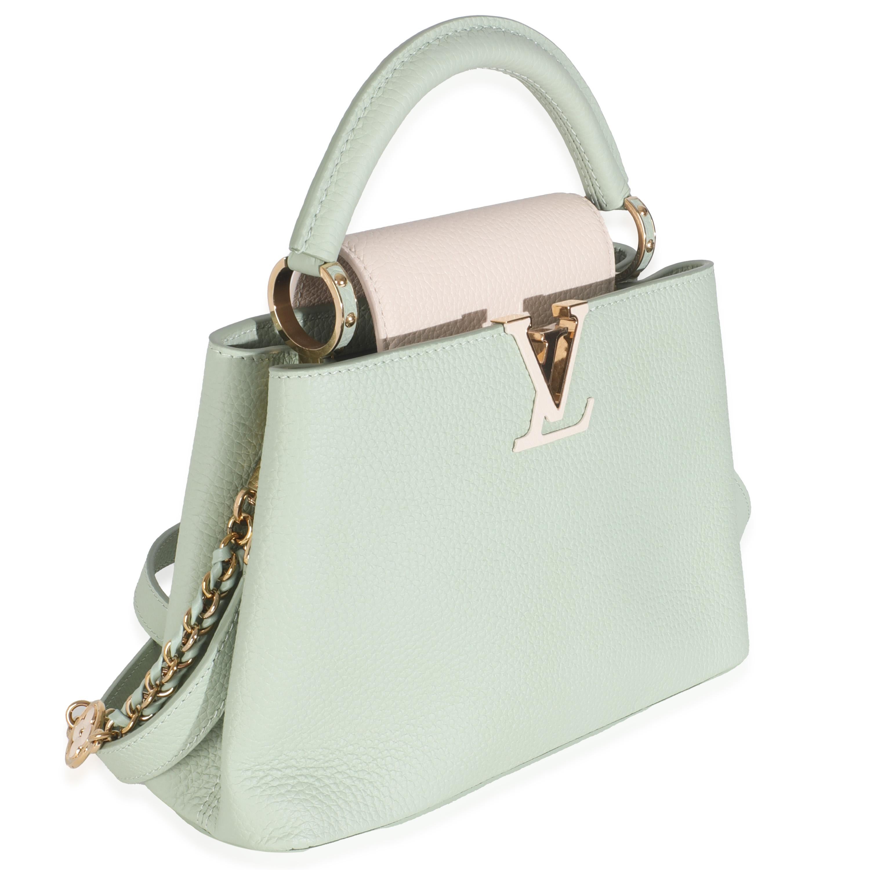 Grigio Louis Vuitton Jade Taurillon Fiore Capucines BB in vendita
