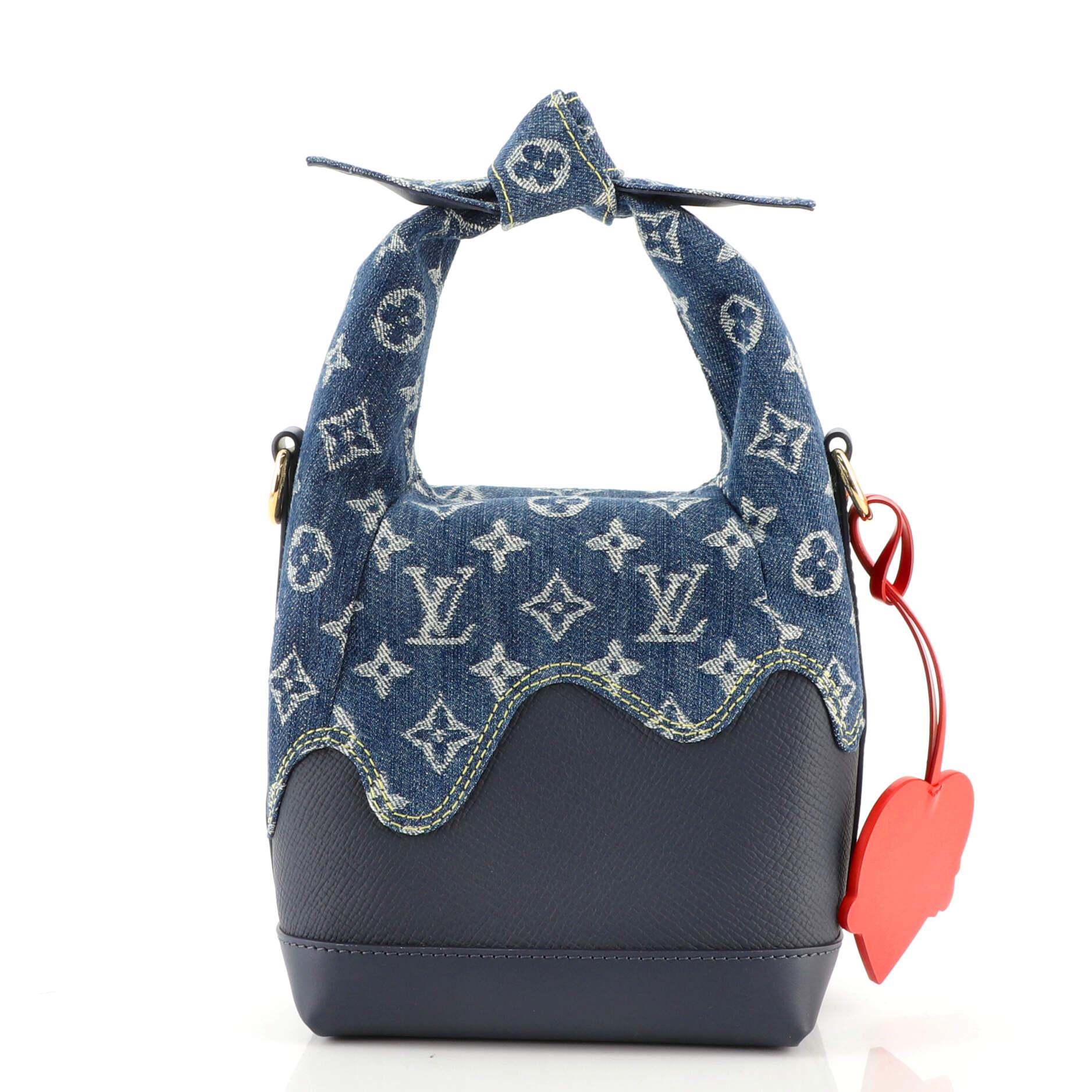Louis Vuitton Japanese Cruiser Handbag Monogram Denim and Taurillon Leather In Good Condition In NY, NY