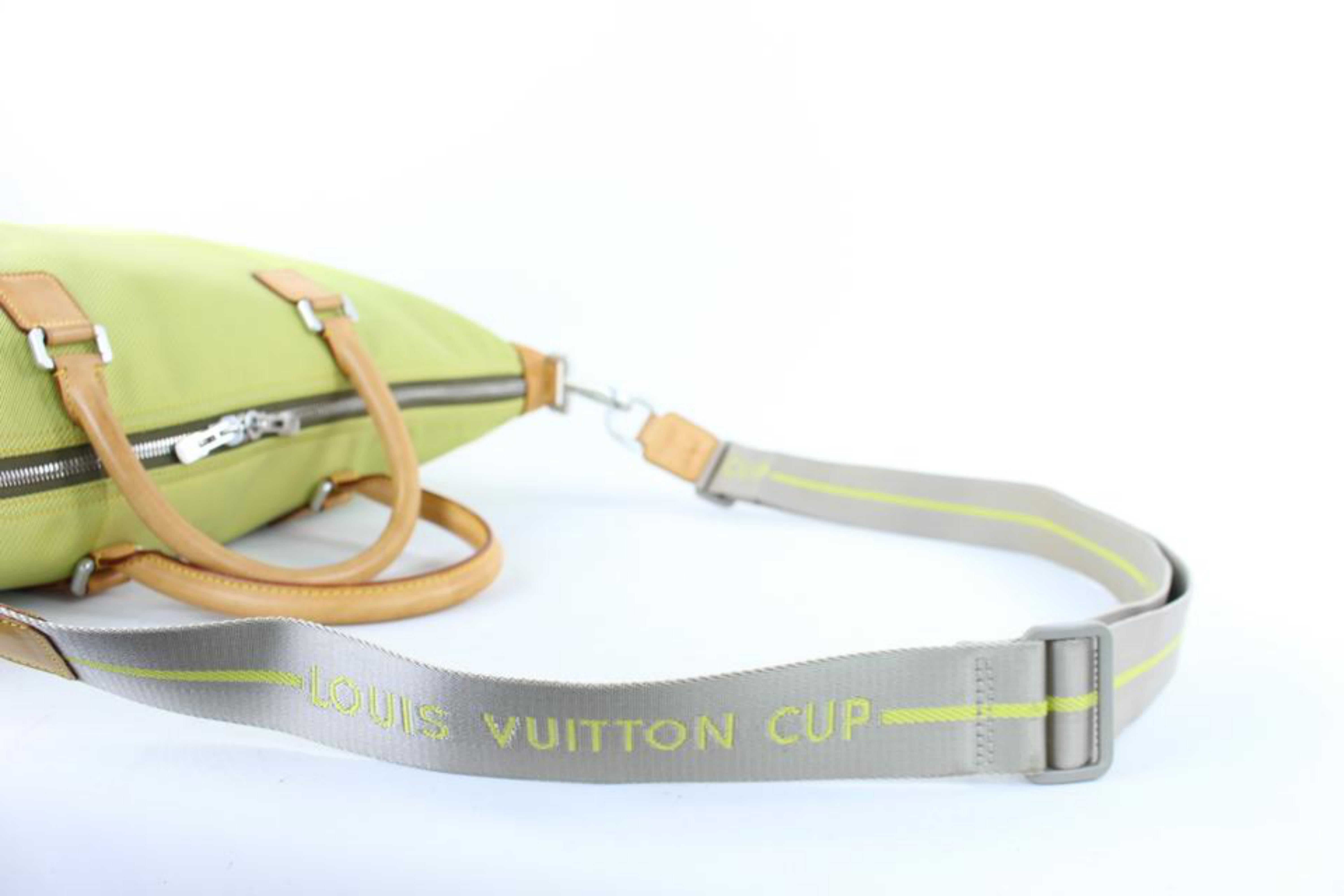 Women's Louis Vuitton Jaune Americas Cup Cube 1lt114 Green Canvas Weekend/Travel Bag For Sale