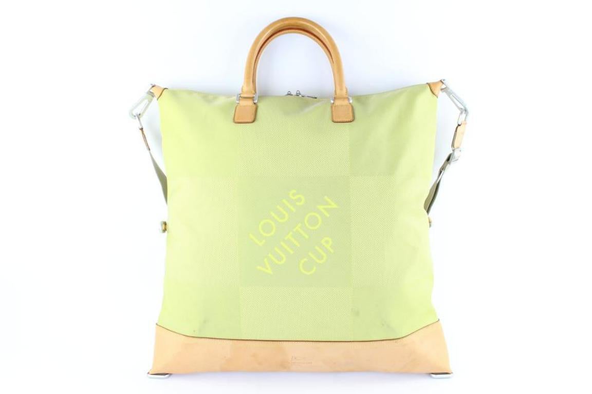 Louis Vuitton Jaune Americas Cup Cube 1lt114 Green Canvas Weekend/Travel Bag For Sale 2
