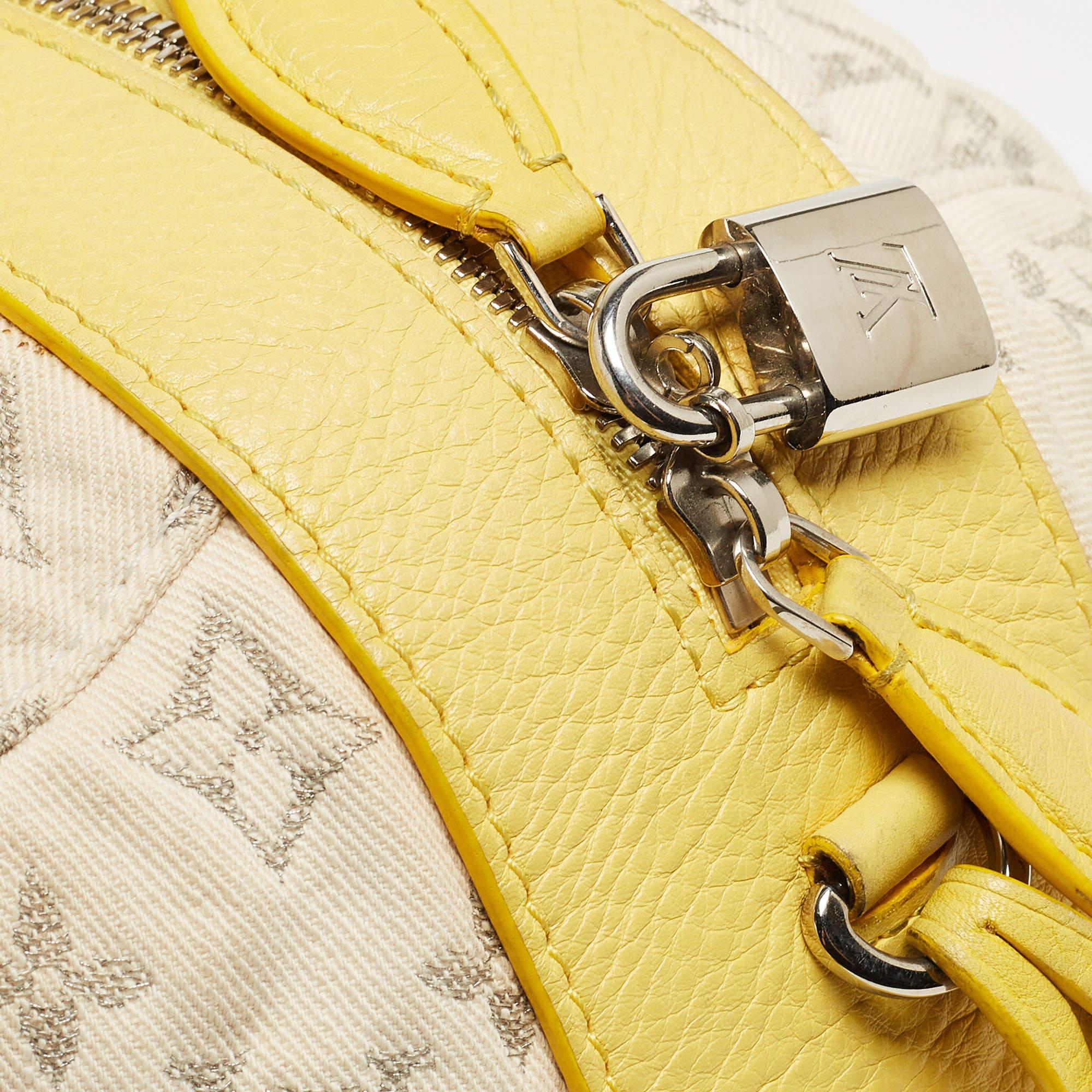 Louis Vuitton Jaune Monogram Denim Limited Edition Speedy Round Bag For Sale 6
