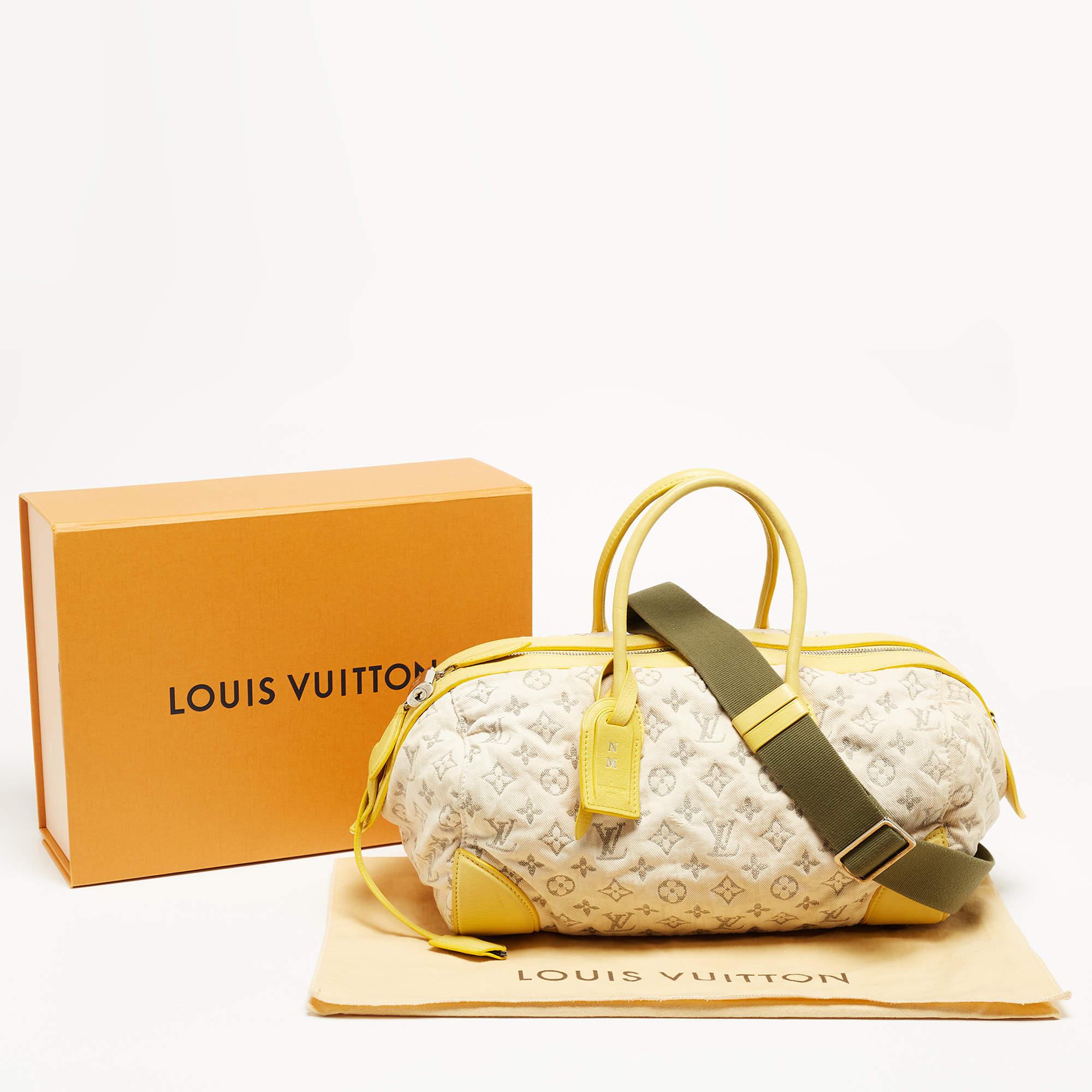 Louis Vuitton sac rond Speedy jaune monogrammé en denim, édition limitée en vente 7