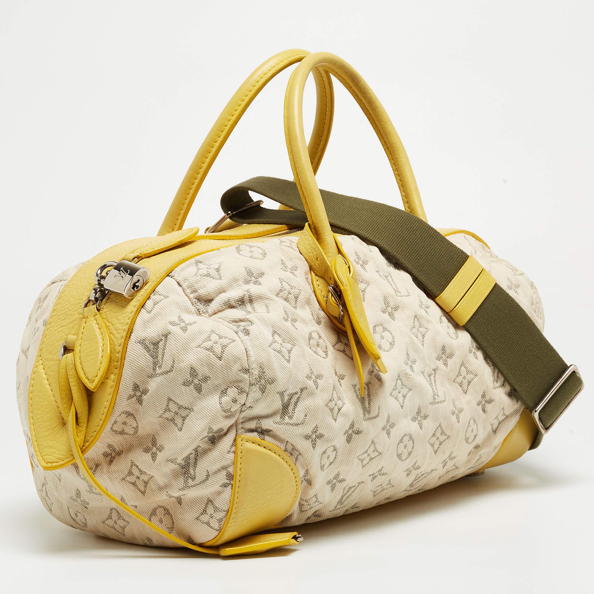 Louis Vuitton Jaune Monogram Denim Limited Edition Speedy Round Bag For Sale 1