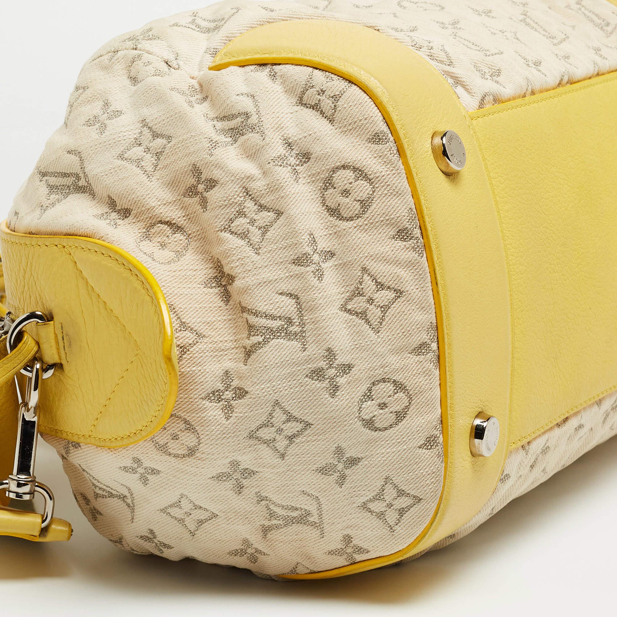 Louis Vuitton Jaune Monogram Denim Limited Edition Speedy Round Bag For Sale 3