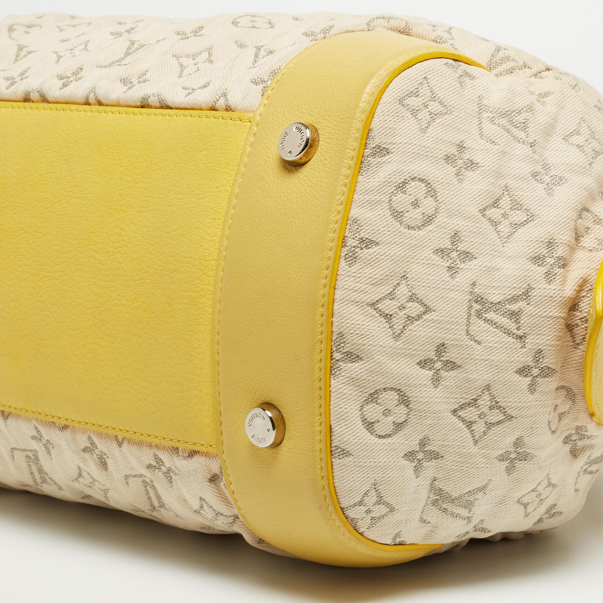 Louis Vuitton Jaune Monogram Denim Limited Edition Speedy Round Bag For Sale 4