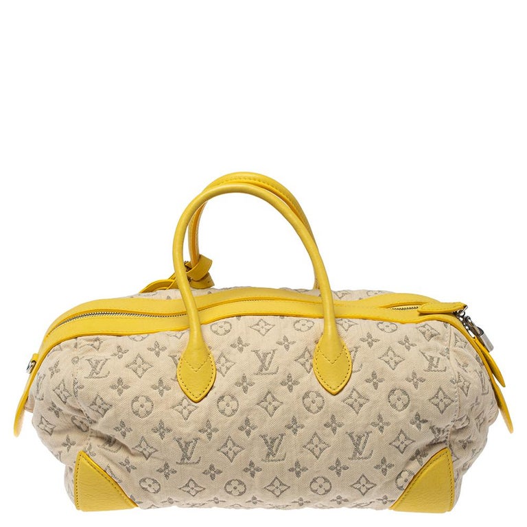 Louis Vuitton Jaune Monogram Denim Limited Edition Speedy Round MM Bag at  1stDibs