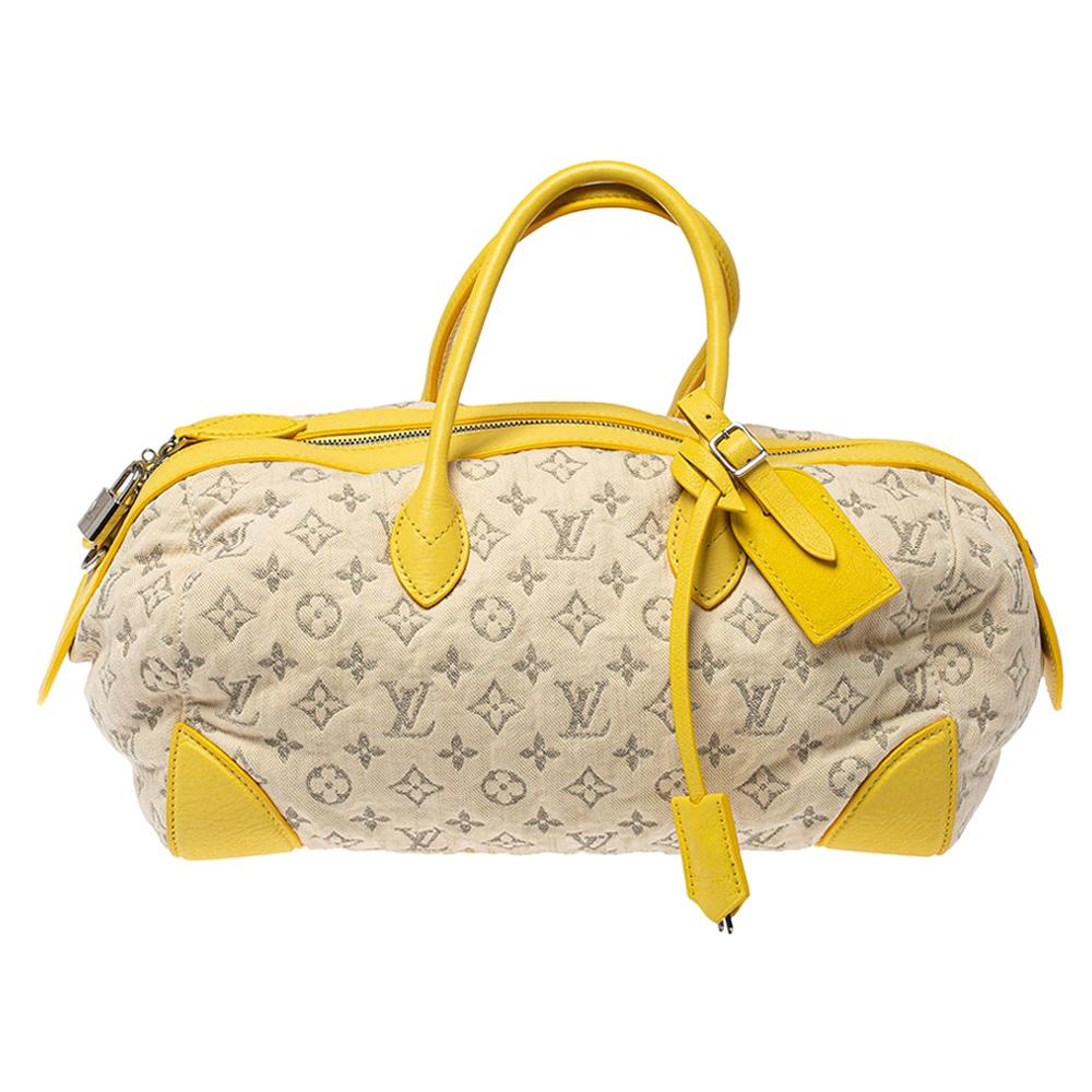 Louis Vuitton Jaune Monogram Denim Limited Edition Speedy Round MM Bag