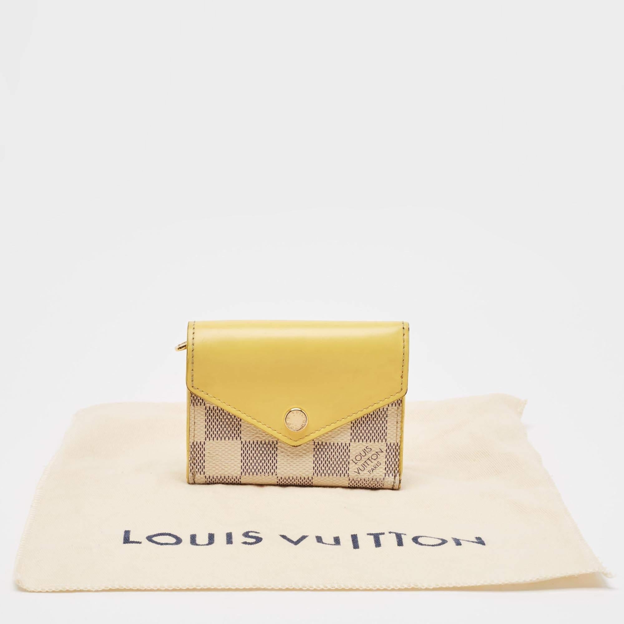 Louis Vuitton Jaune Pale Leder und Damier Azur Canvas Zoe Portemonnaie aus Segeltuch 1