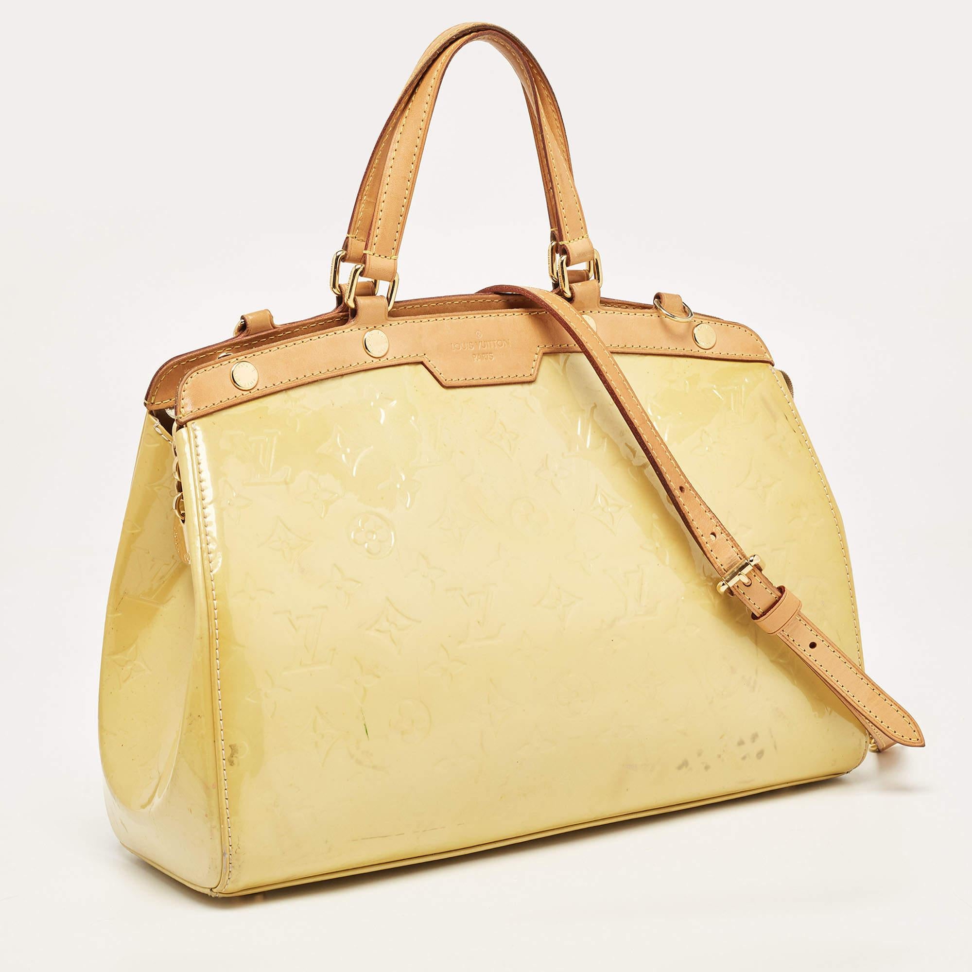 Women's Louis Vuitton Jaune Passion Monogram Vernis Brea MM Bag For Sale