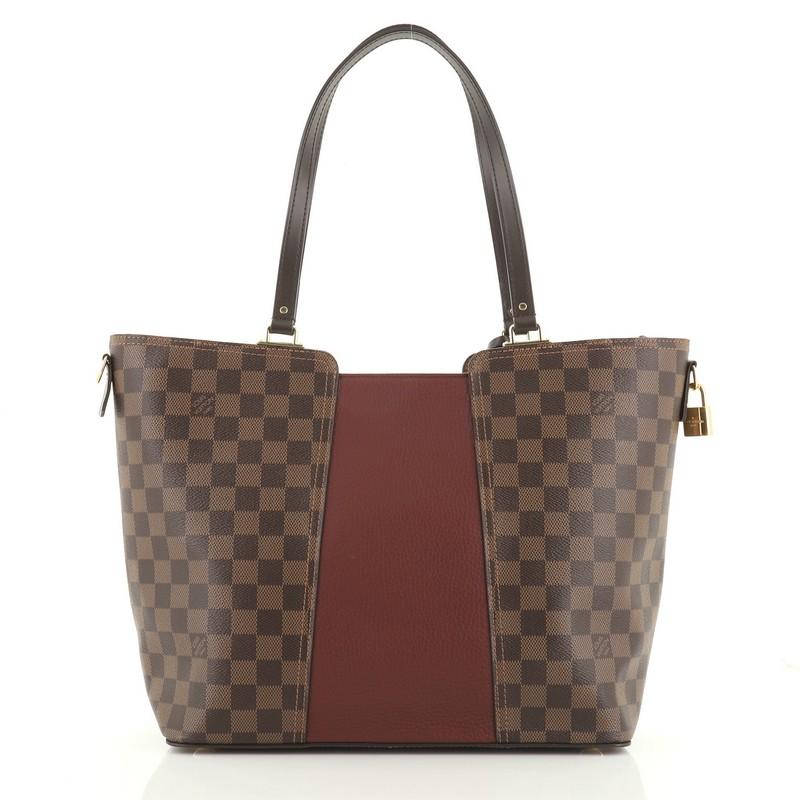 Brown Louis Vuitton Jersey Handbag Damier with Leather