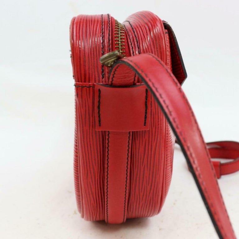 Authentic LOUIS VUITTON Jeune Fille MM Red Epi Crossbody Shoulder Bag #43685