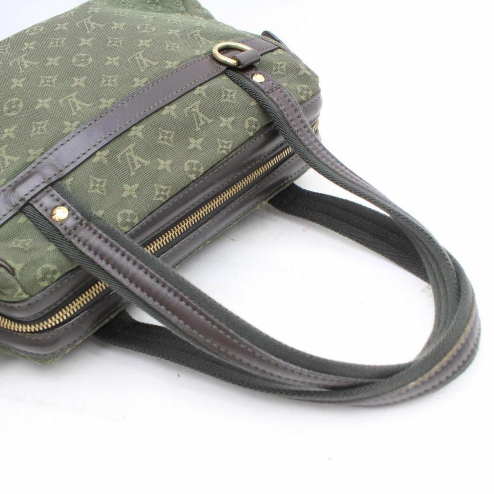 Louis Vuitton Josephine Khaki Mini Lin Boston Pm 869727 Green Canvas Satchel For Sale 6