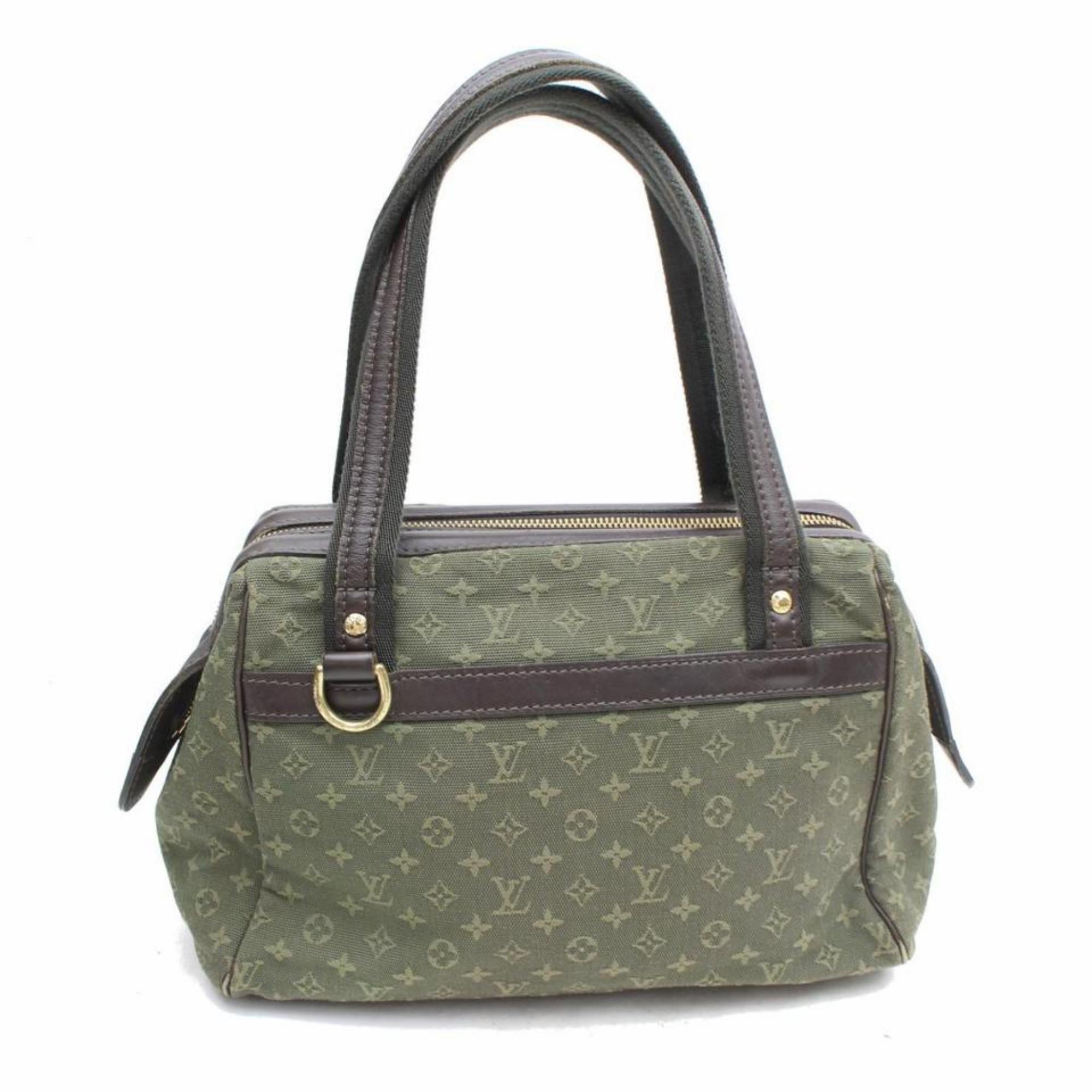 Louis Vuitton Josephine Khaki Mini Lin Boston Pm 869727 Green Canvas Satchel For Sale 7