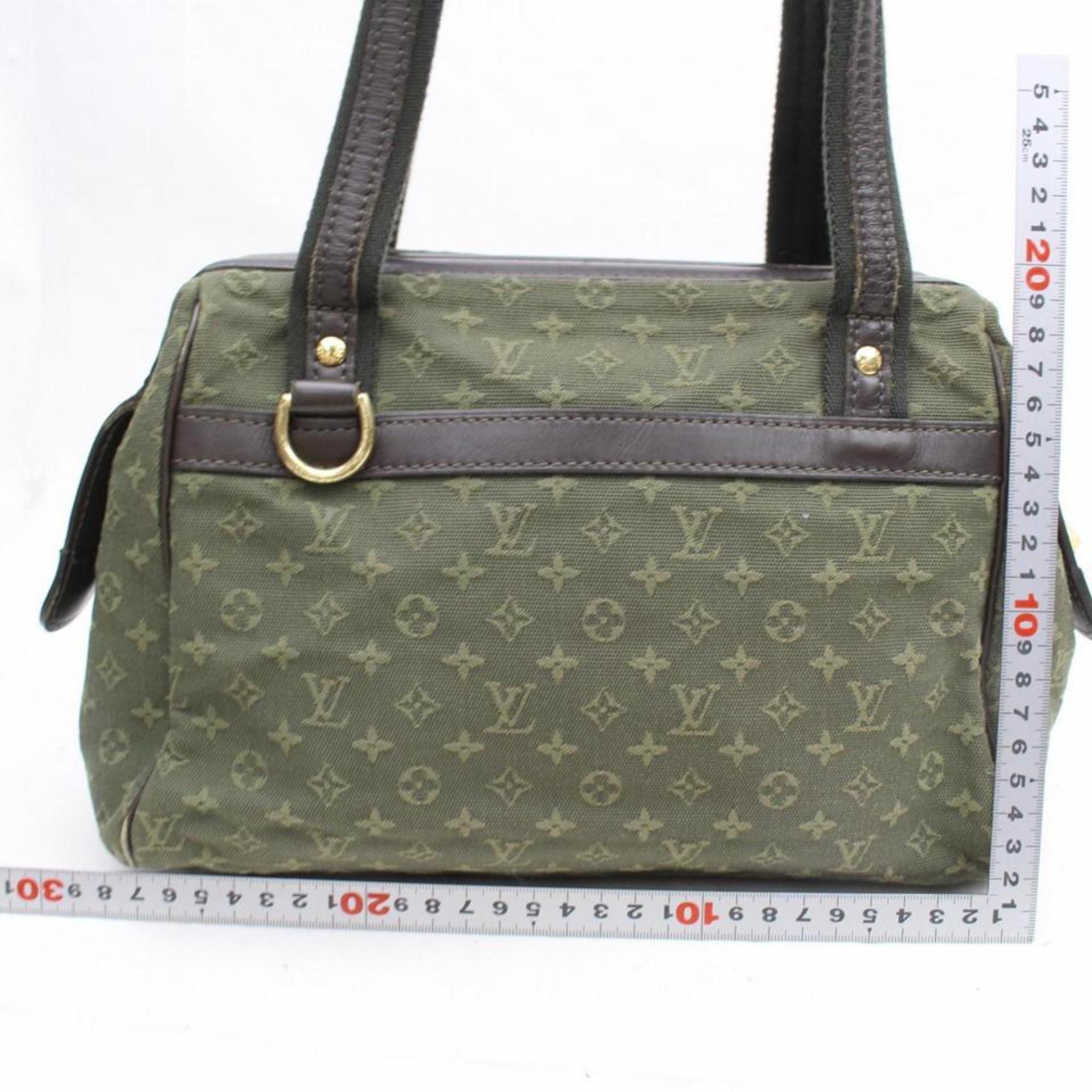Louis Vuitton Josephine Khaki Mini Lin Boston Pm 869727 Green Canvas Satchel In Good Condition For Sale In Forest Hills, NY