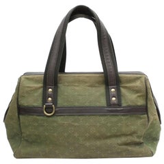 Louis Vuitton Josephine Khaki Monogram Mini Lin Gm Large Boston 870043 Green Can