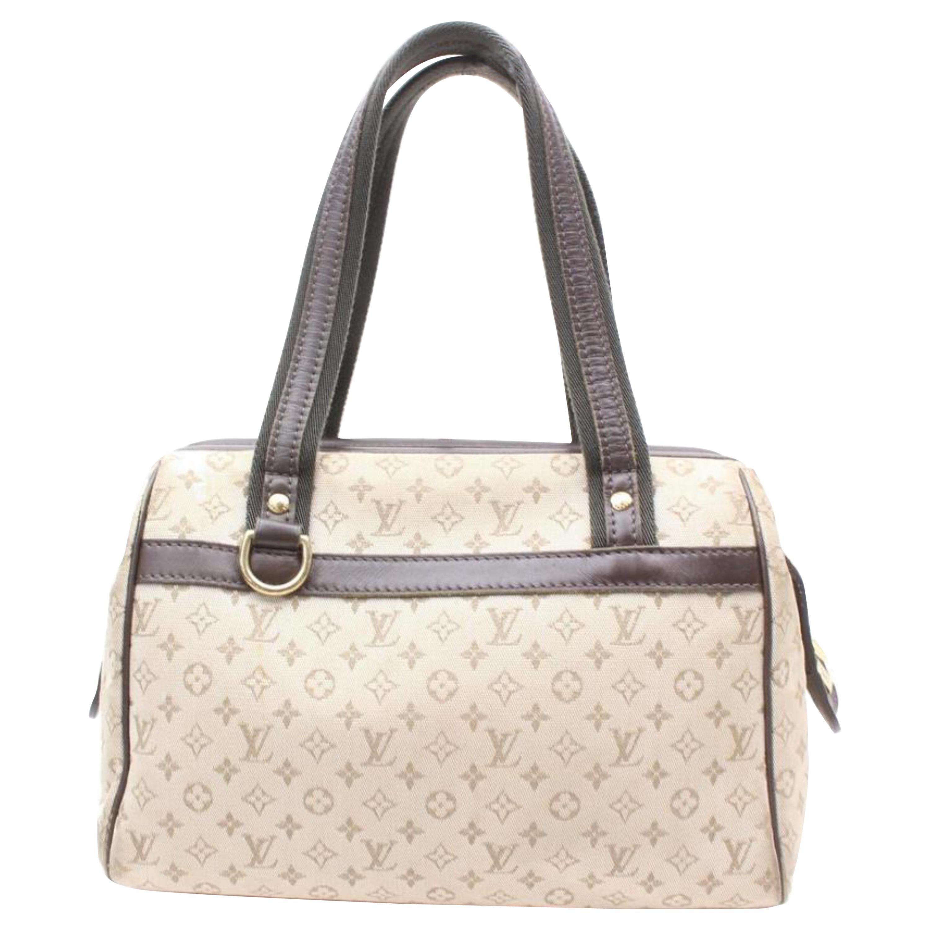 Louis Vuitton Josephine Khaki Olive Monogram Lin 869457 Grey Canvas Satchel For Sale