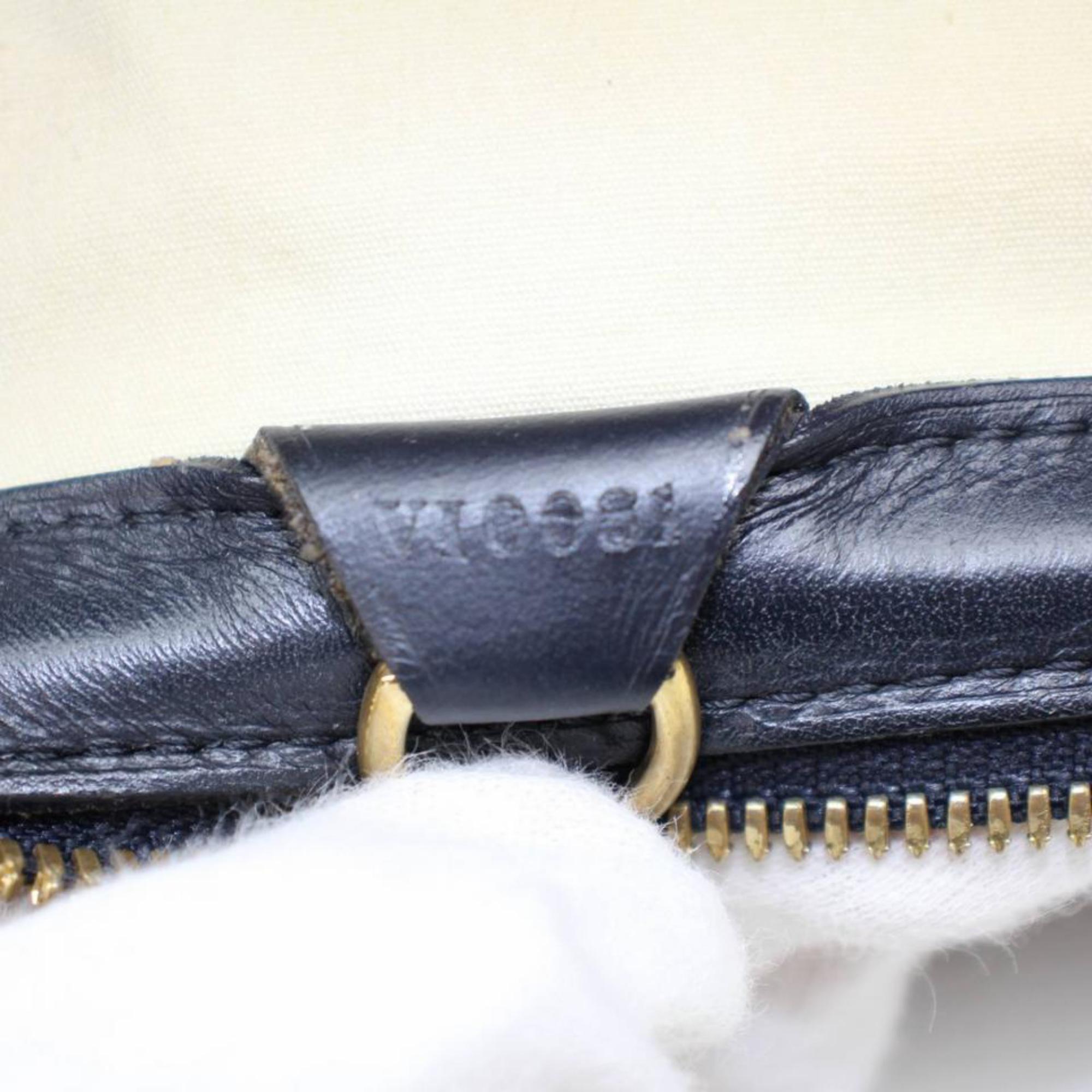 Gray Louis Vuitton Josephine Monogram Mini Lin 867403 Blue Canvas Satchel For Sale