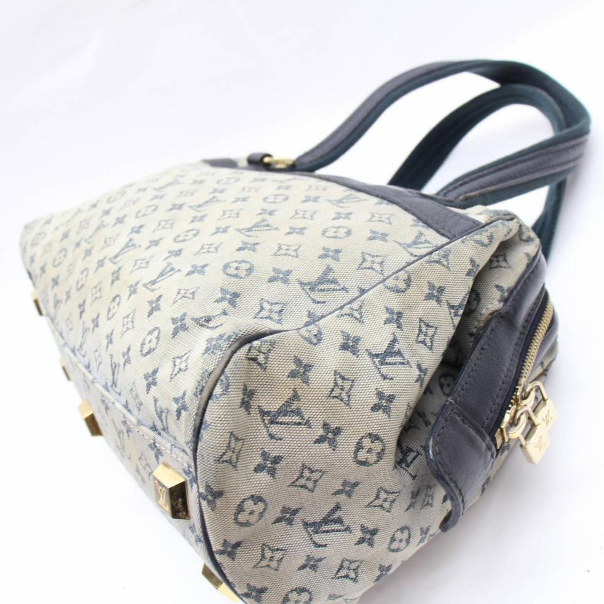 Louis Vuitton Josephine Monogram Mini Lin 867403 Blue Canvas Satchel For Sale 1