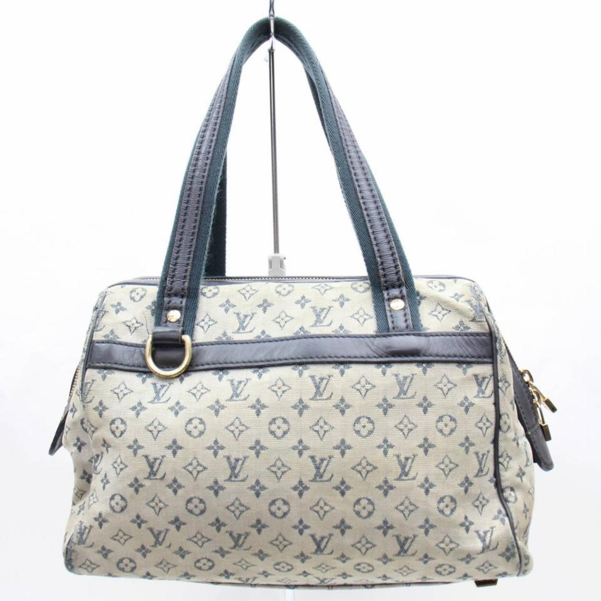 Louis Vuitton Josephine Monogram Mini Lin 867403 Blue Canvas Satchel For Sale 2