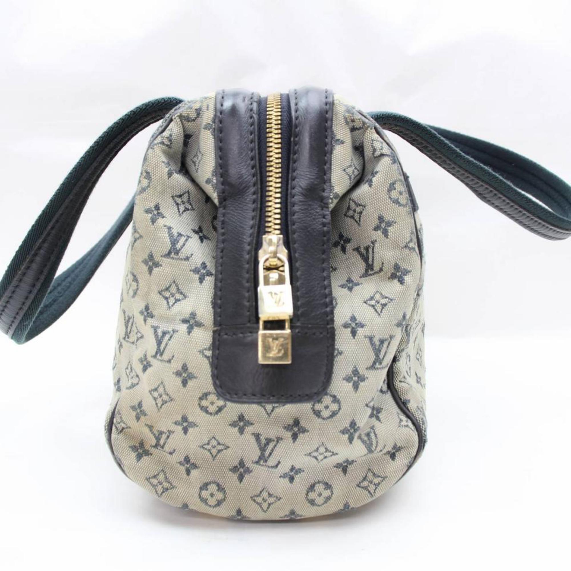 Louis Vuitton Josephine Monogram Mini Lin 867403 Blue Canvas Satchel For Sale 3