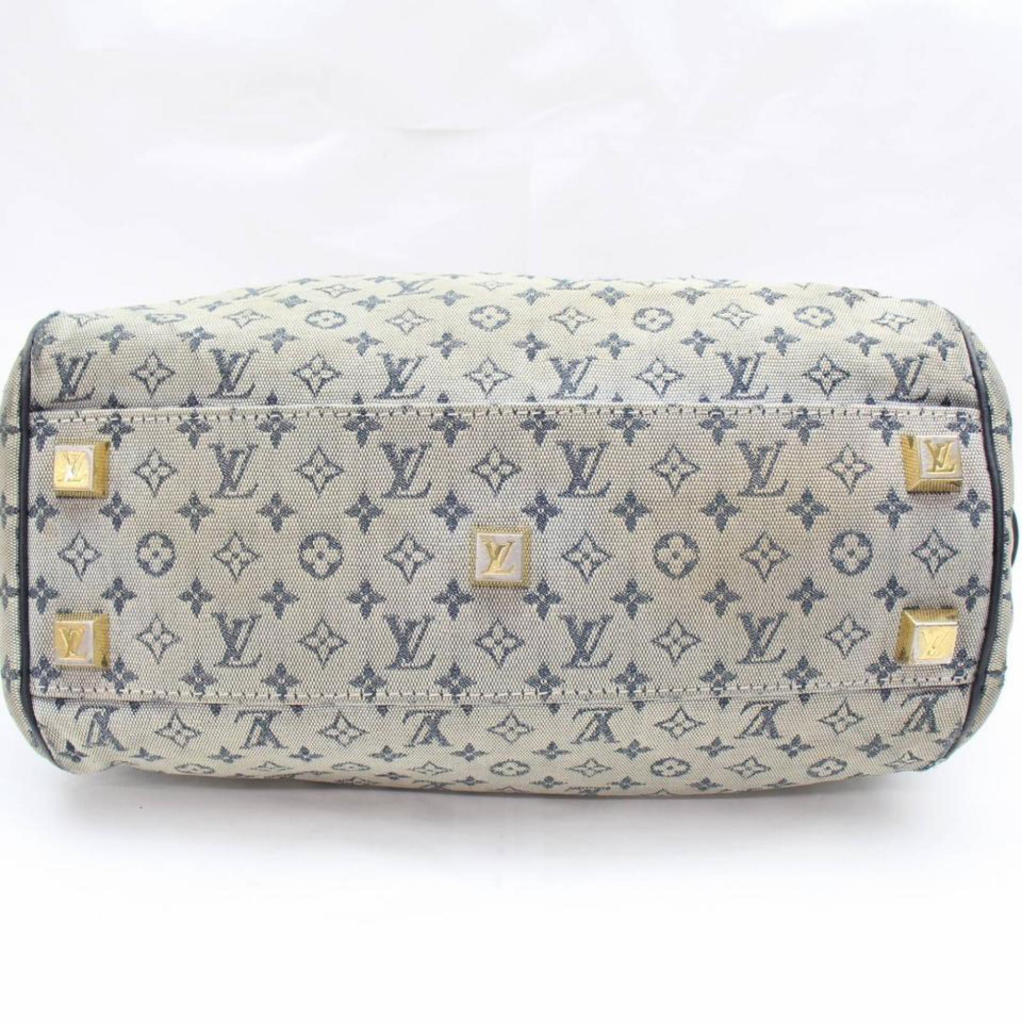 Louis Vuitton Josephine Monogram Mini Lin 867403 Blue Canvas Satchel For Sale 4