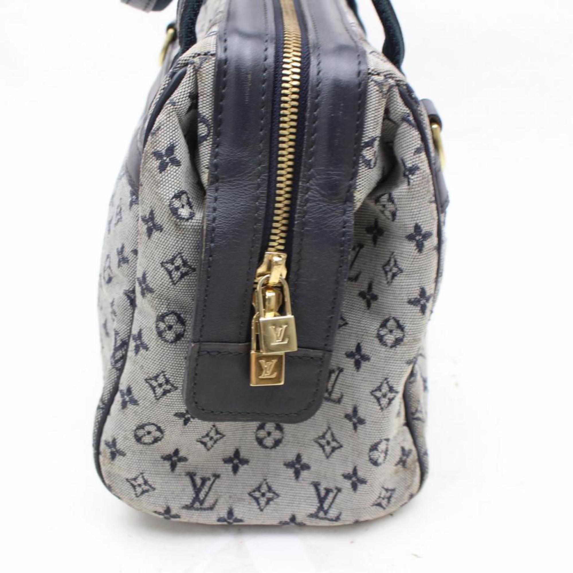 Louis Vuitton Josephine Monogram Mini Lin Pm 867662 Blue Canvas Satchel For Sale 3