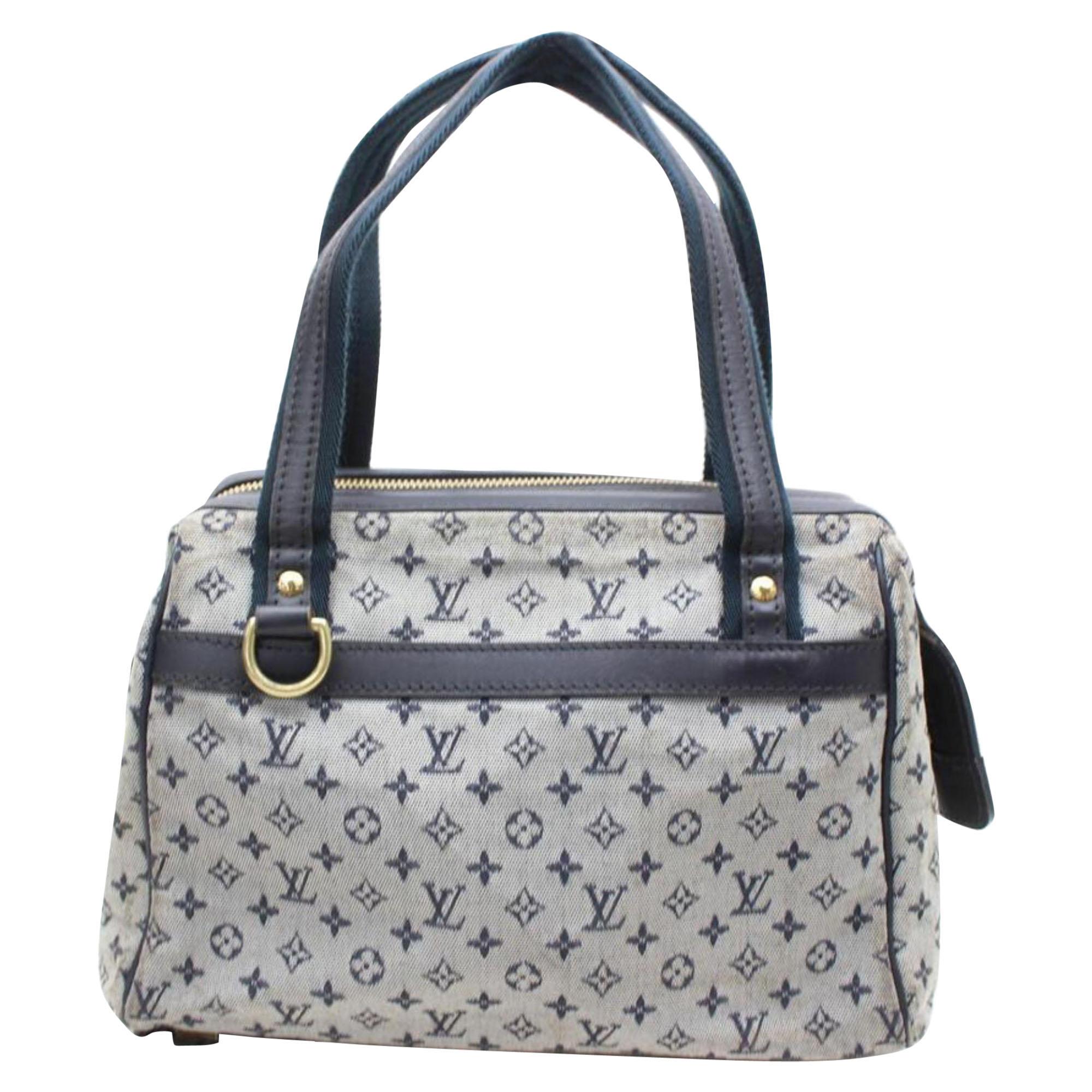Louis Vuitton Josephine Monogram Mini Lin Pm 867662 Blue Canvas Satchel For Sale