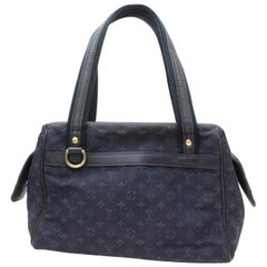 Louis Vuitton Josephine Navy Monogram Mini Lin Bowler 869013 Blue Canvas Satchel