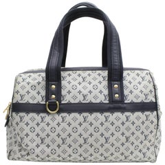 Louis Vuitton Josephine Navy Monogram Mini Lin Gm 868289 Blue Canvas Satchel