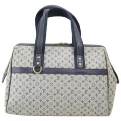 Louis Vuitton Josephine Navy Monogram Mini Lin Gm 868350 Blue Canvas Satchel