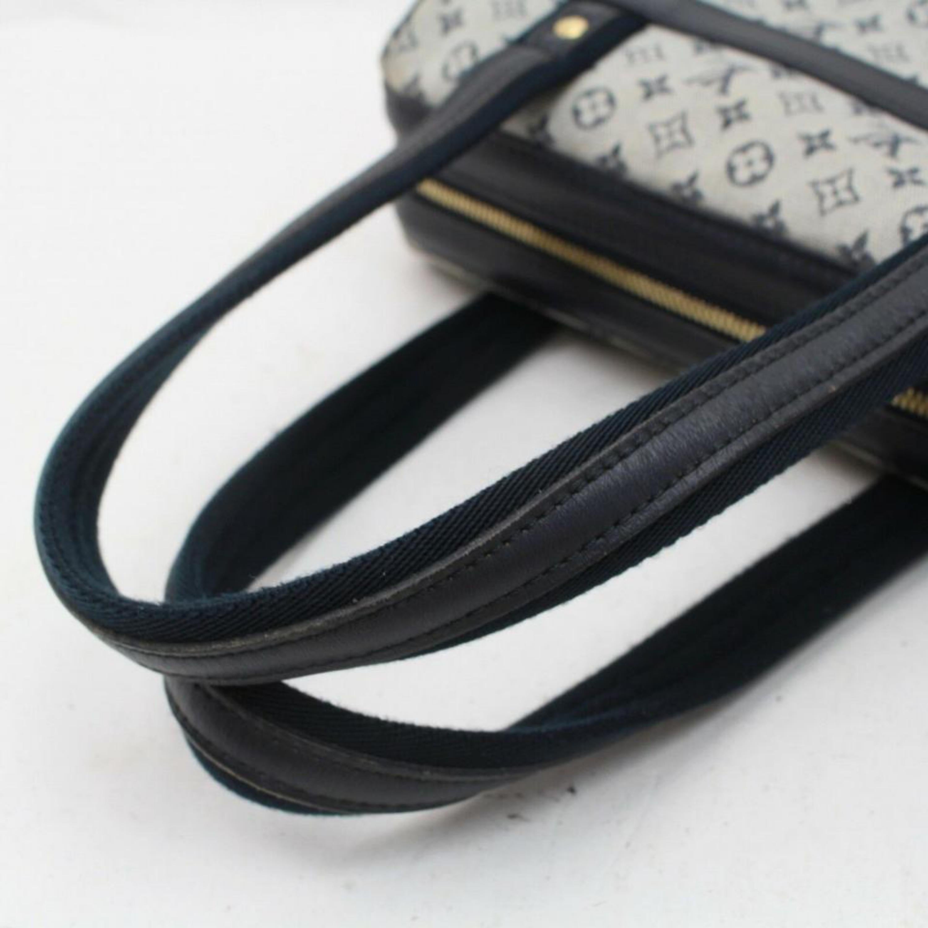 Women's Louis Vuitton Josephine Navy Monogram Mini Lin Pm 870026 Blue Canvas Satchel For Sale
