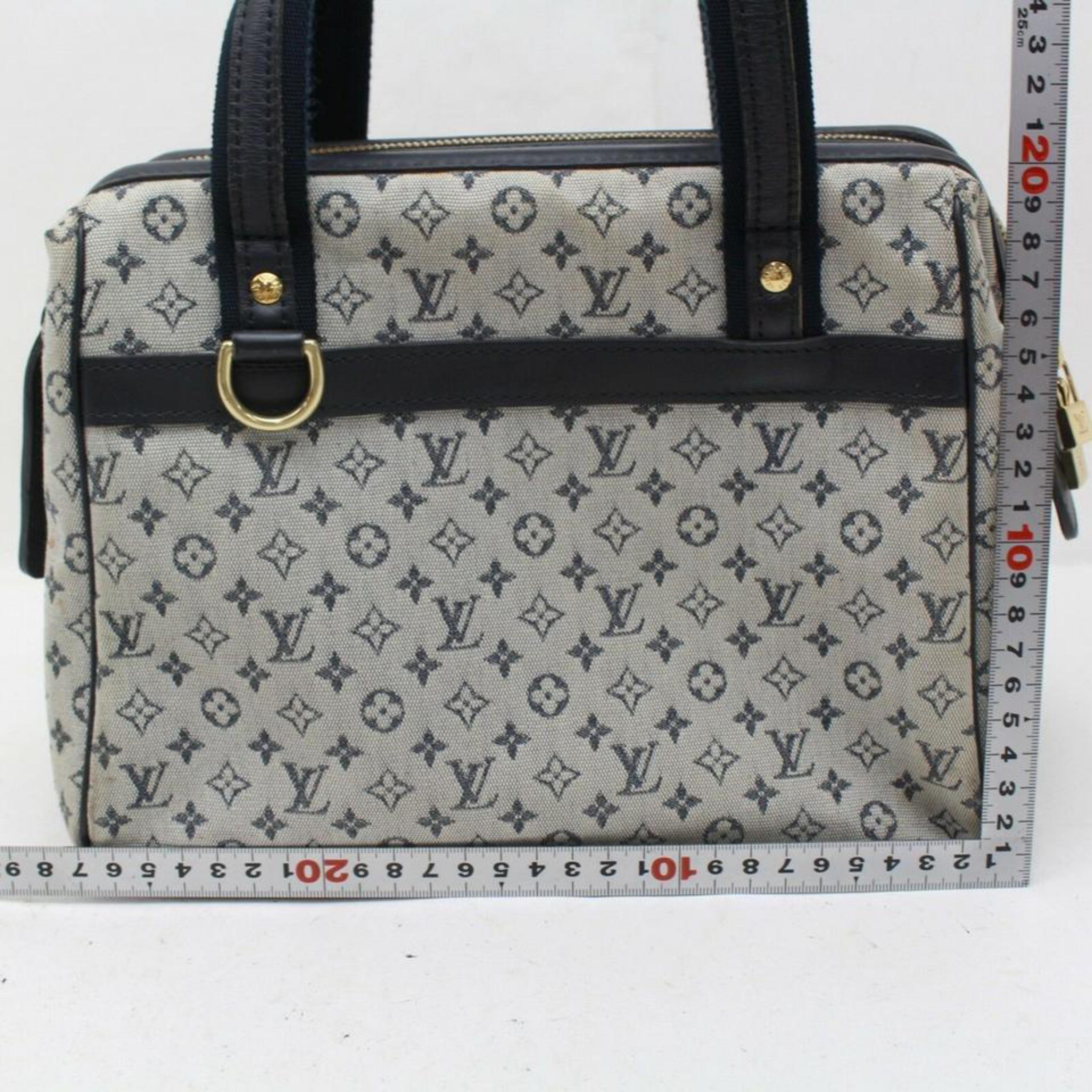 Louis Vuitton Josephine Navy Monogram Mini Lin Pm 870026 Blue Canvas Satchel For Sale 1