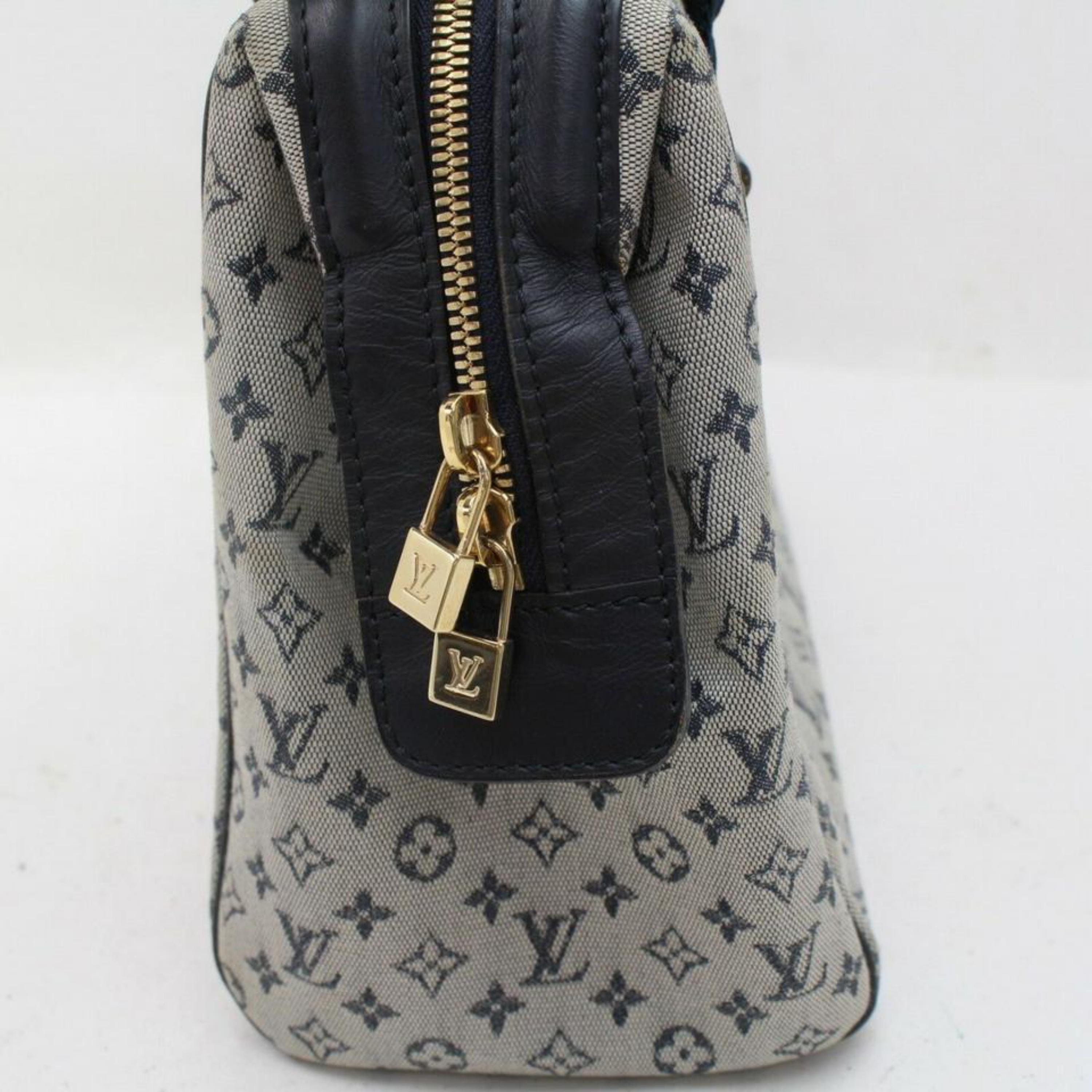 Louis Vuitton Josephine Navy Monogram Mini Lin Pm 870026 Blue Canvas Satchel For Sale 3