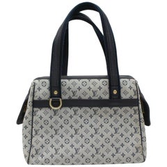 Louis Vuitton Josephine Navy Monogram Mini Lin Pm 870026 Blue Canvas Satchel