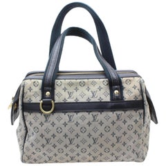 Louis Vuitton Josephine Navy Monogram Mini Lin Pm Bowler Boston 868995 Blue Canv