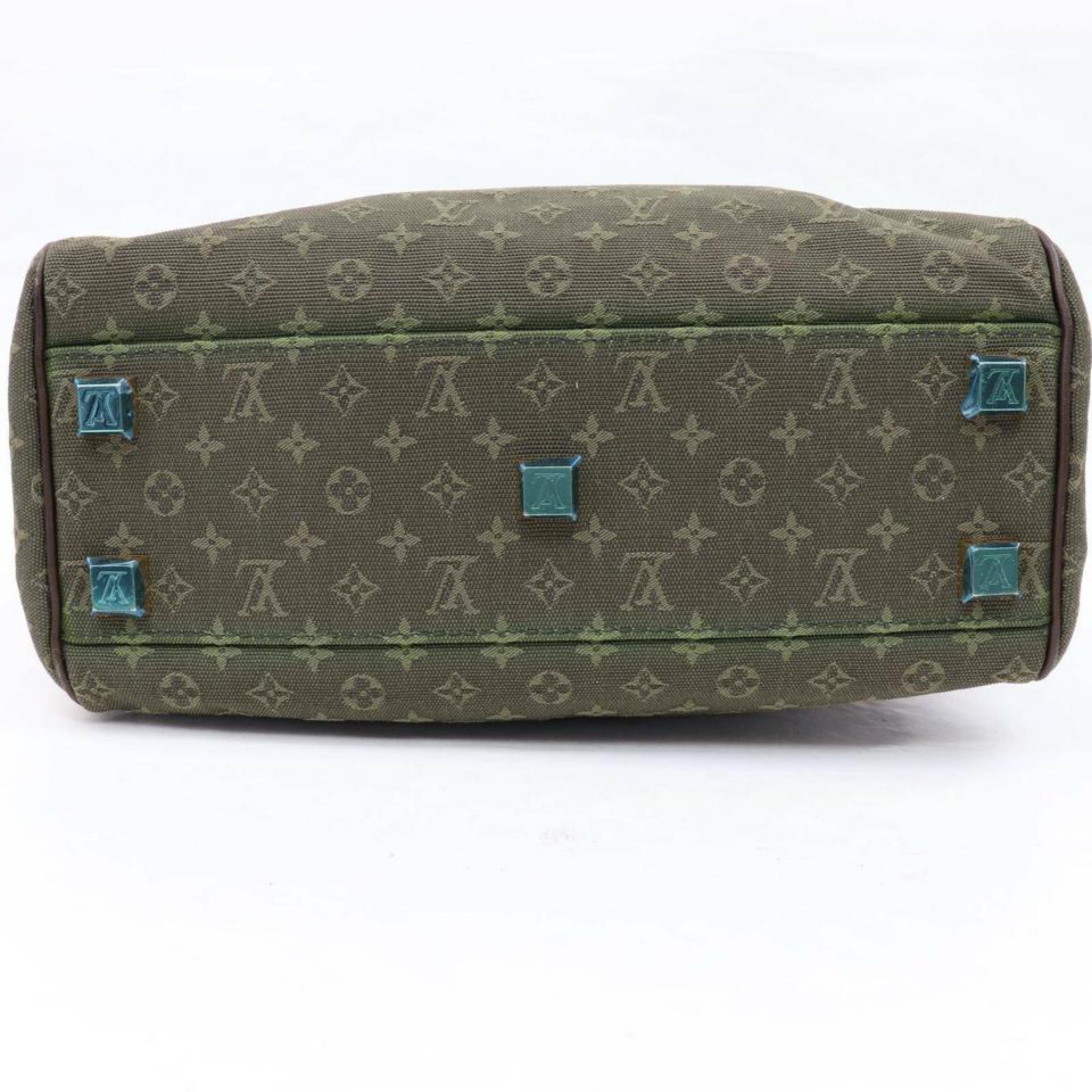 Louis Vuitton Josephine Olive Khaki Monogram Mini Lin Boston 870044 Green Canvas For Sale 2