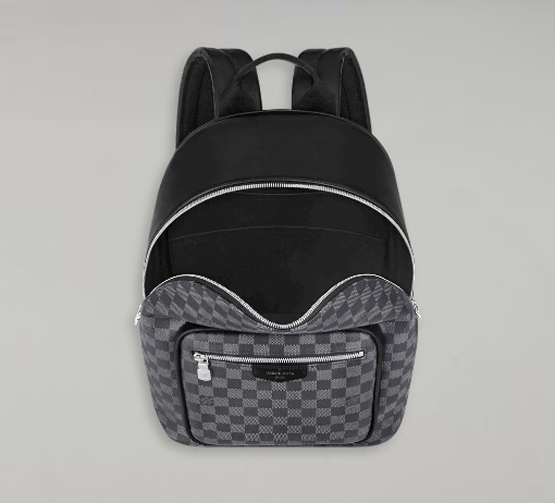 Clean lines and easy style distinguish the new Josh backpack, crafted from signature Damier canvas with refined cowhide leather trim. The compact and functional design suits active men's lifestyles. Roomy yet lightweight, this pack keeps belongings