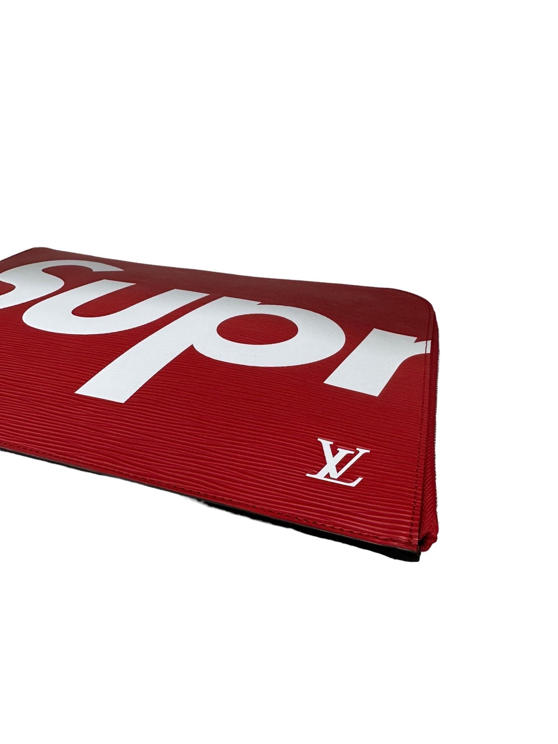Louis Vuitton Jour Clutch GM x Supreme Limited Edition Red Epi Leather For Sale 6