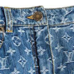 Louis Vuitton Jupe Courte FR38 LV Blue Denim Monogram Mini Skirt UK10 US8