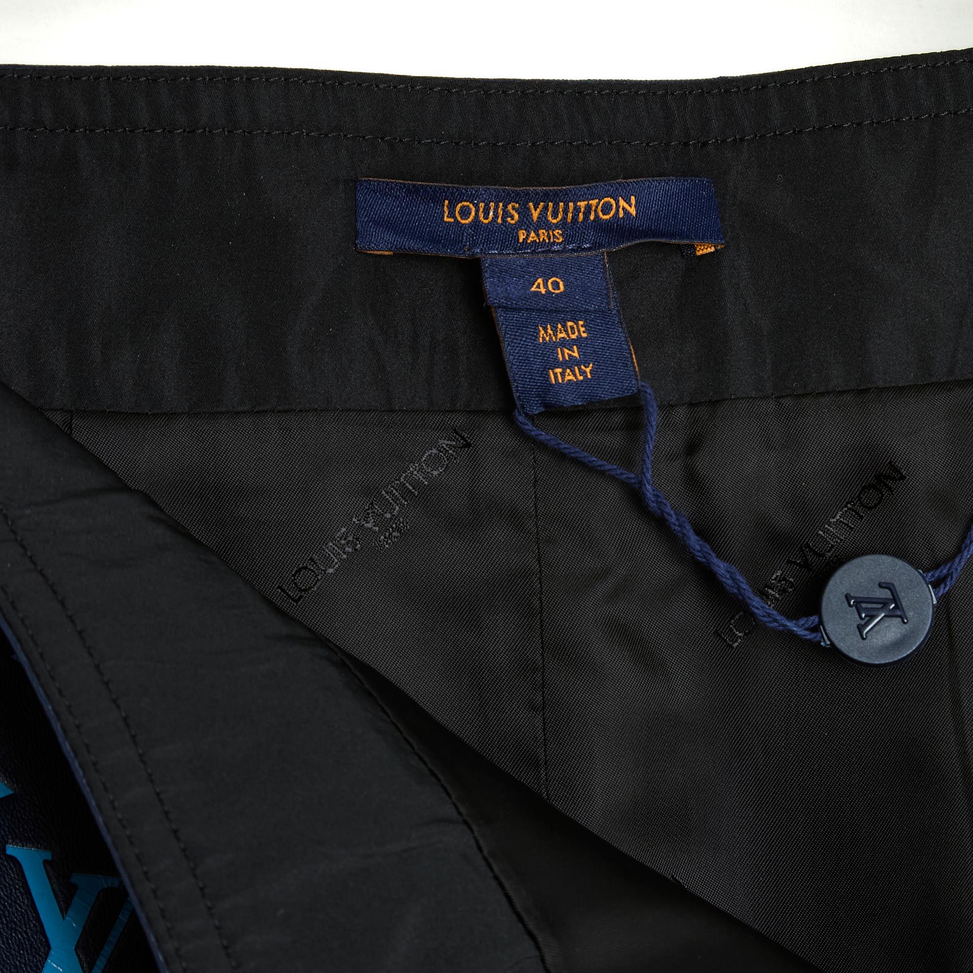 Black Louis Vuitton Jupe FR38 Blue Leather Monogram Skirt UK12 US10 NWT
