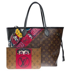 Borsa Louis Vuitton Kabuki Neverfull MM Tote in tela Monogram marrone, GHW