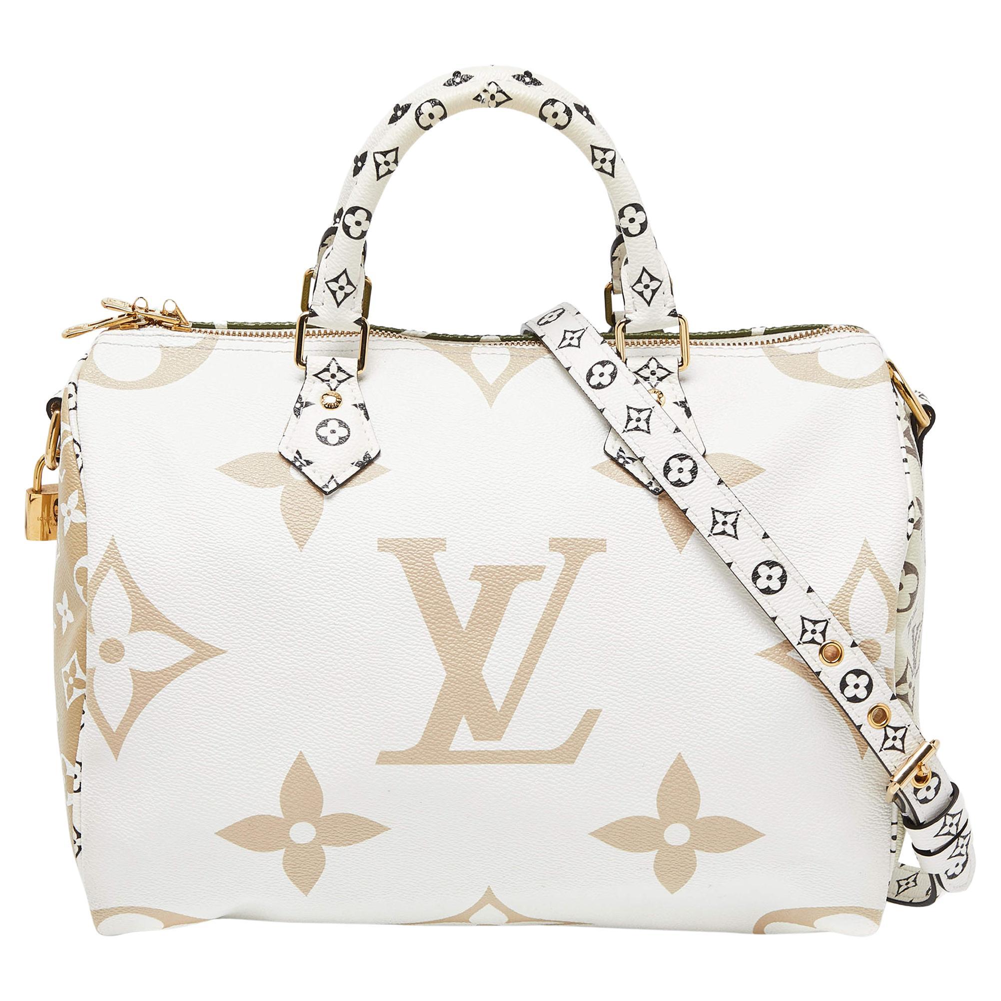 Louis Vuitton Kaki/Beige Monogram Giant Canvas Speedy Bandouliere 30 Bag For Sale