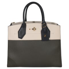Louis Vuitton Kaki Creme Black Taurillon City Steamer MM