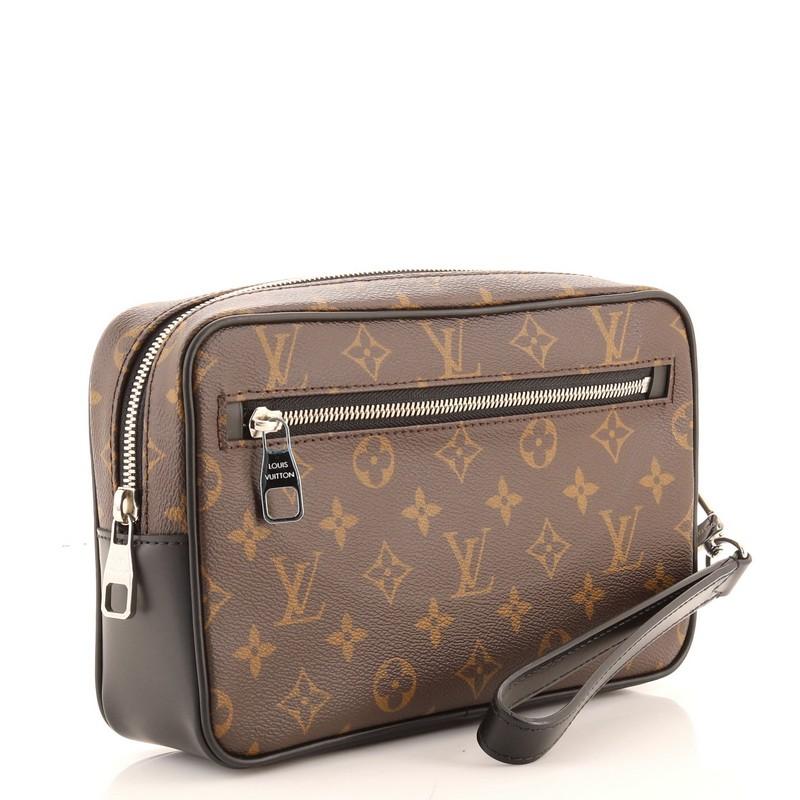 Nero Louis Vuitton Kasai Clutch in tela Macassar Monogram
