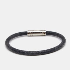 Louis Vuitton Keep It Black Canvas Silver Tone Metal Bracelet
