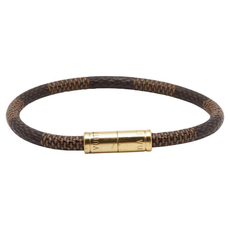 Louis Vuitton Keep It Damier Ebene Canvas Gold Tone Bracelet For Sale at  1stDibs