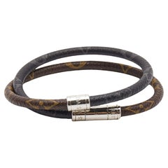 Louis Vuitton Keep It Double Canvas Silver Tone Wrap Bracelet